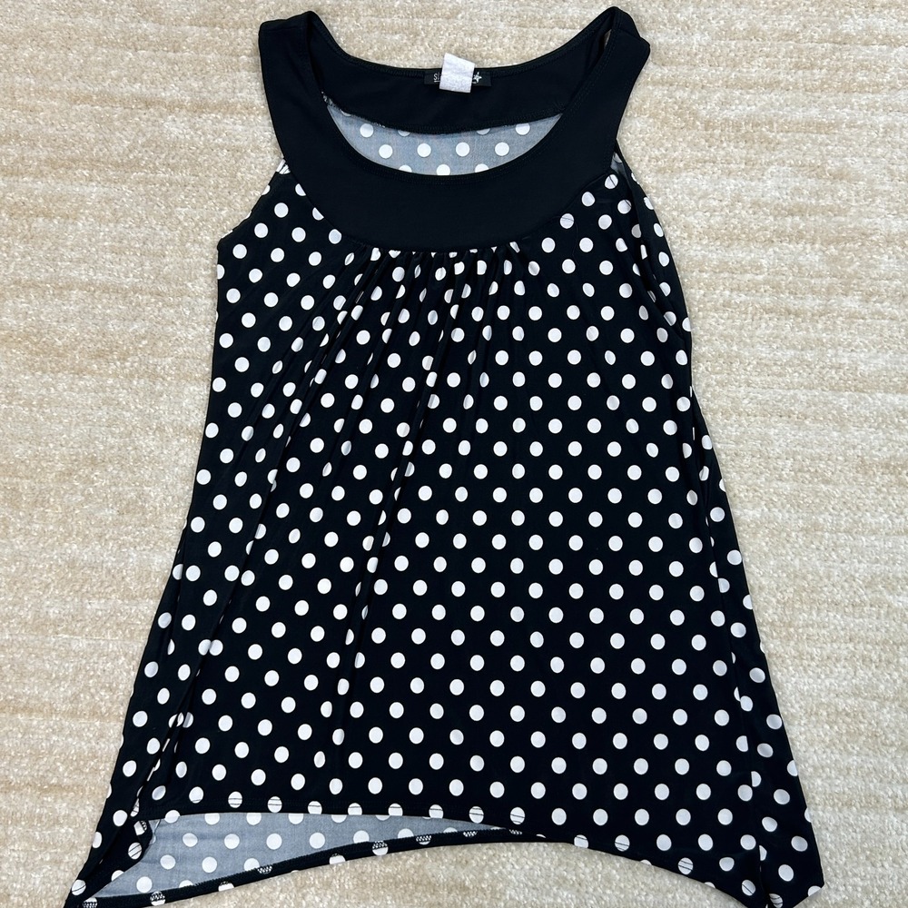 Star Vixen Black White Polka Dot Sharkbite Tunic Top Small 7838-IT USA Made